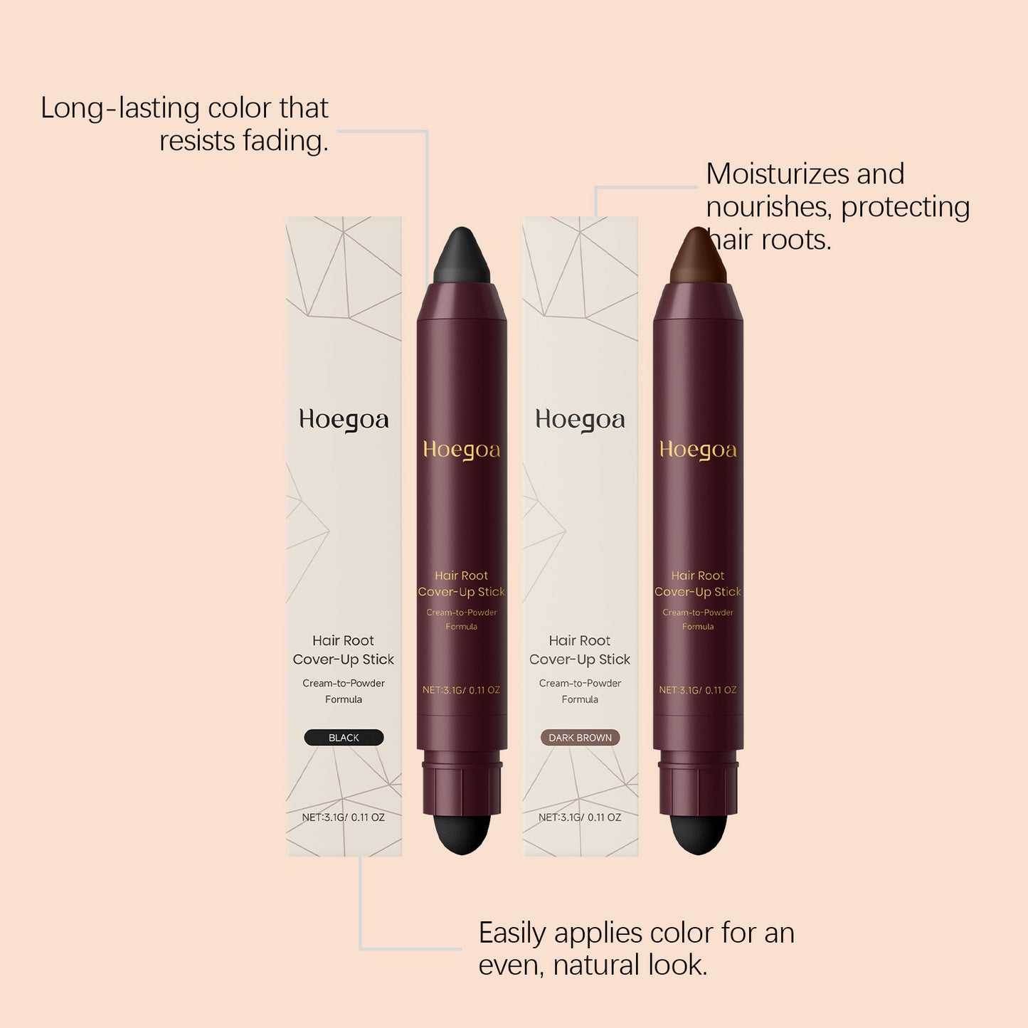 Correcteur de racines Hoegoa en stick – Formule crème-poudre 3,6 g