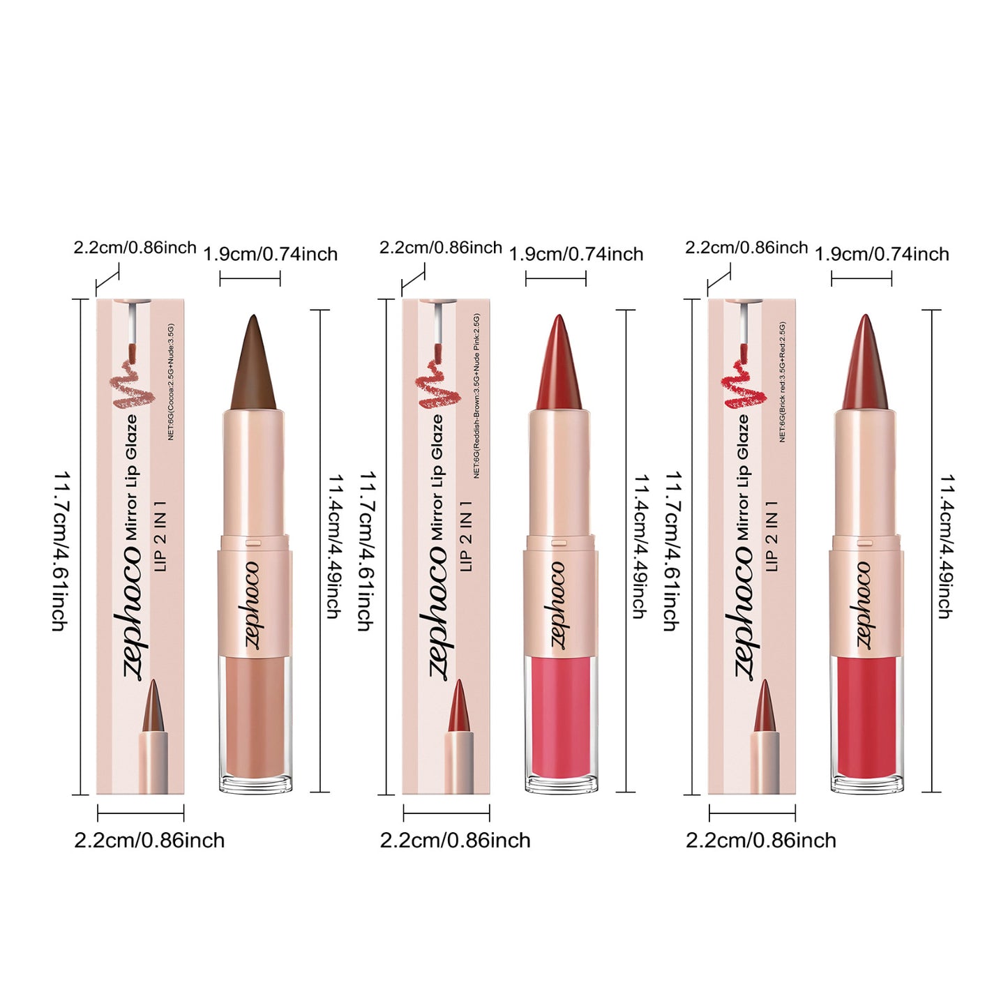 Zephoco Nourishing Dual-Ended Lipstick & Lip Gloss