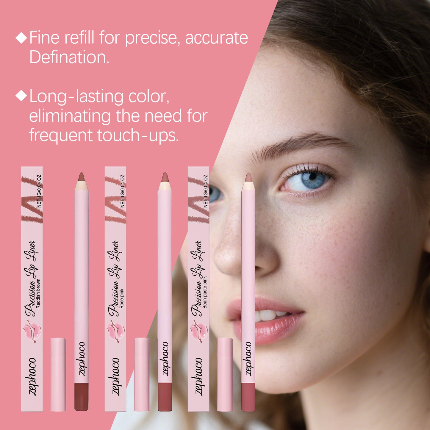 Zephoco Precision Lip Liner – Slim Pencil for Defined & Natural Lip Looks