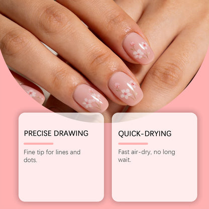 Nymixa Nail Art Pens – 12-Color Quick-Dry DIY Nail Drawing Set