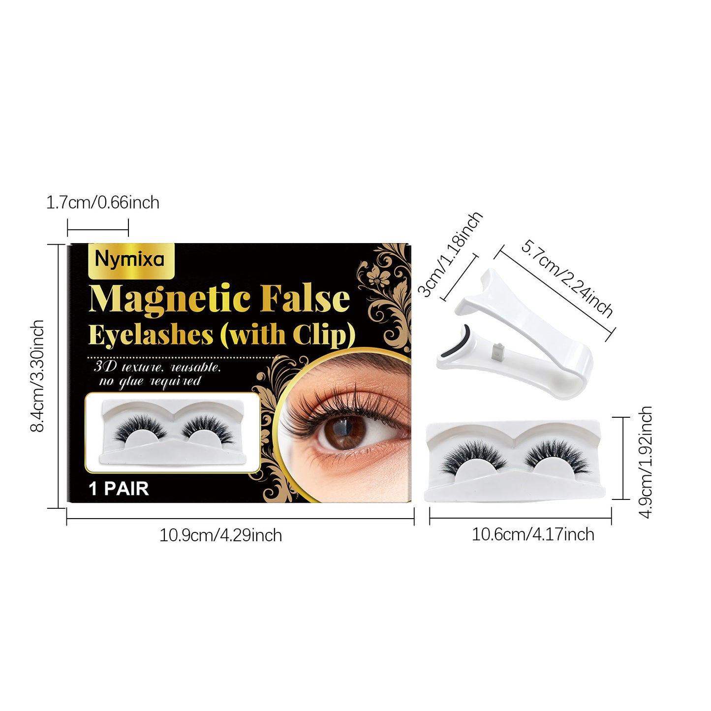 Nymixa Magnetic False Eyelashes with Clip – Reusable No-Glue Lash Set