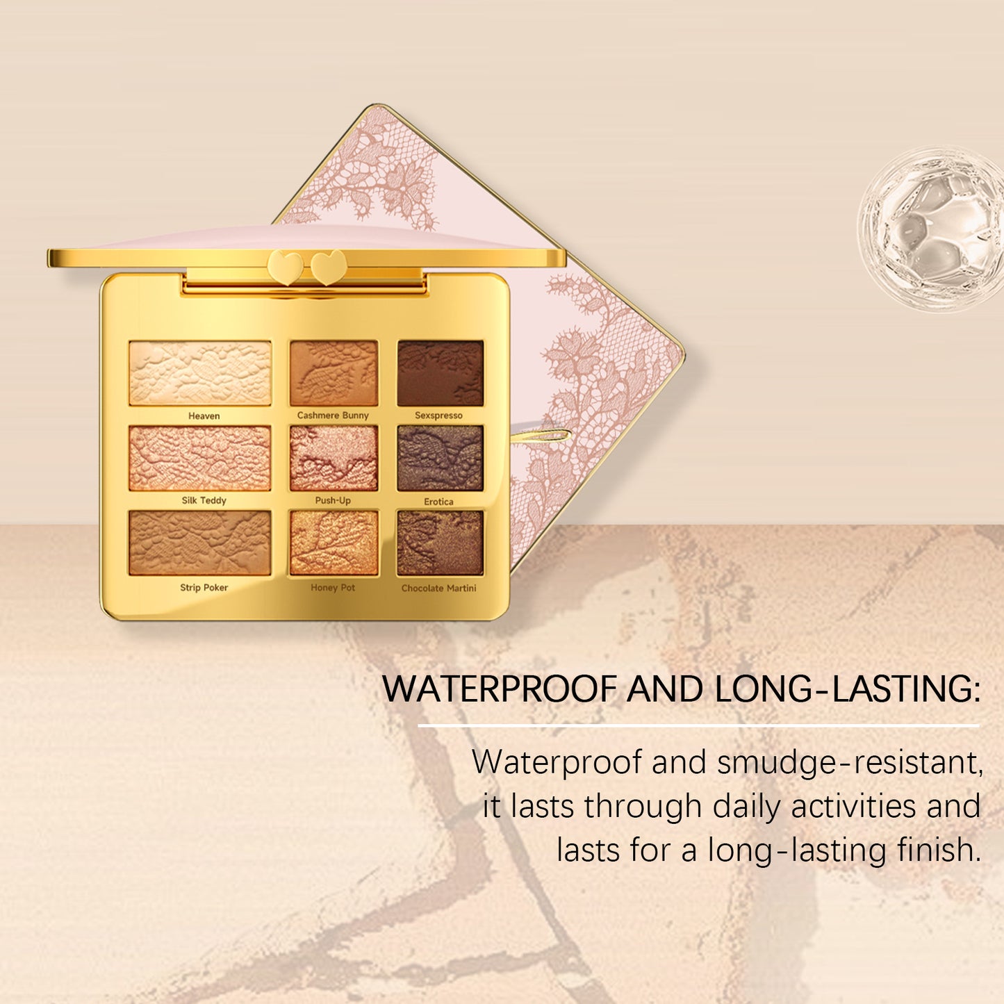 9-Color Nude Glam Eyeshadow Palette – Waterproof, Smooth & Long-Lasting Finish