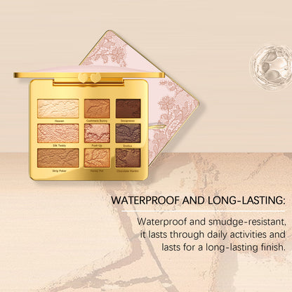 9-Color Nude Glam Eyeshadow Palette – Waterproof, Smooth & Long-Lasting Finish
