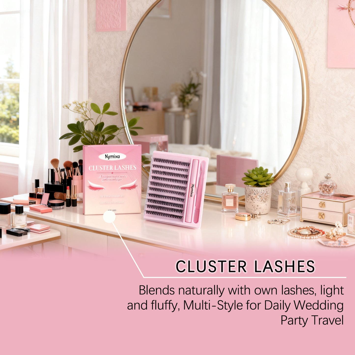 Kit de pestañas Nymixa Cluster: extensiones de pestañas naturales o glamurosas (200 unidades)