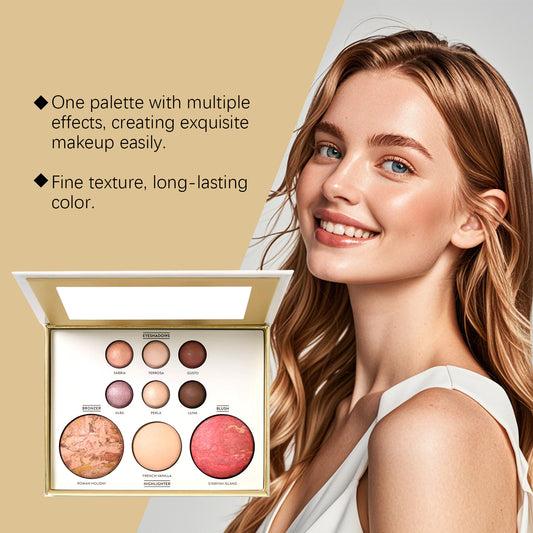 Multifunctional Makeup Palette – Eyeshadow, Bronzer, Highlighter & Blush in One