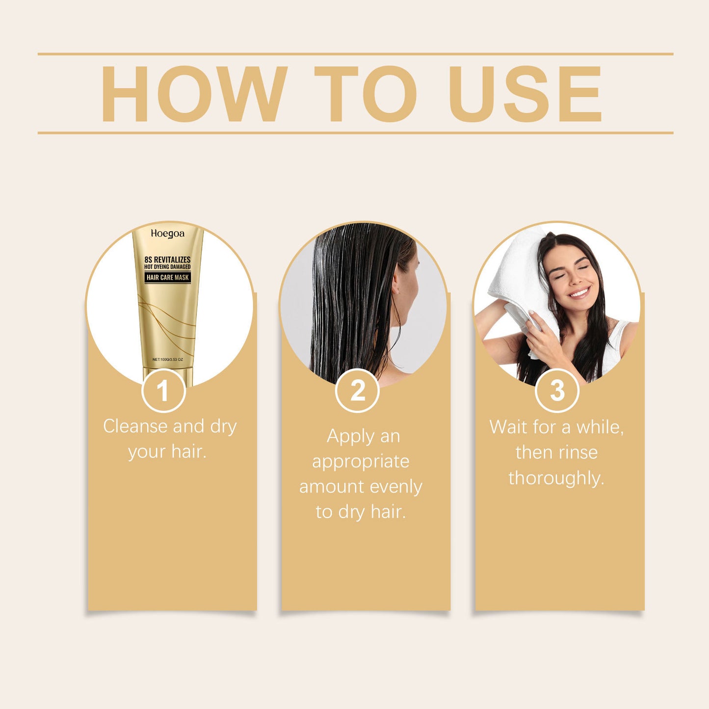 Mascarilla capilar revitalizante Hoegoa 8S: restaura el cabello dañado por la coloración (100 g)