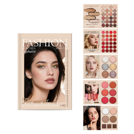 Zephoco Fashion All-in-One Makeup Palette – Eyeshadow, Lip Gloss, Blush & Contour