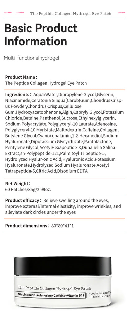 Parches de hidrogel de colágeno para ojos (60 unidades): hidratantes y refrescantes para el contorno de ojos 