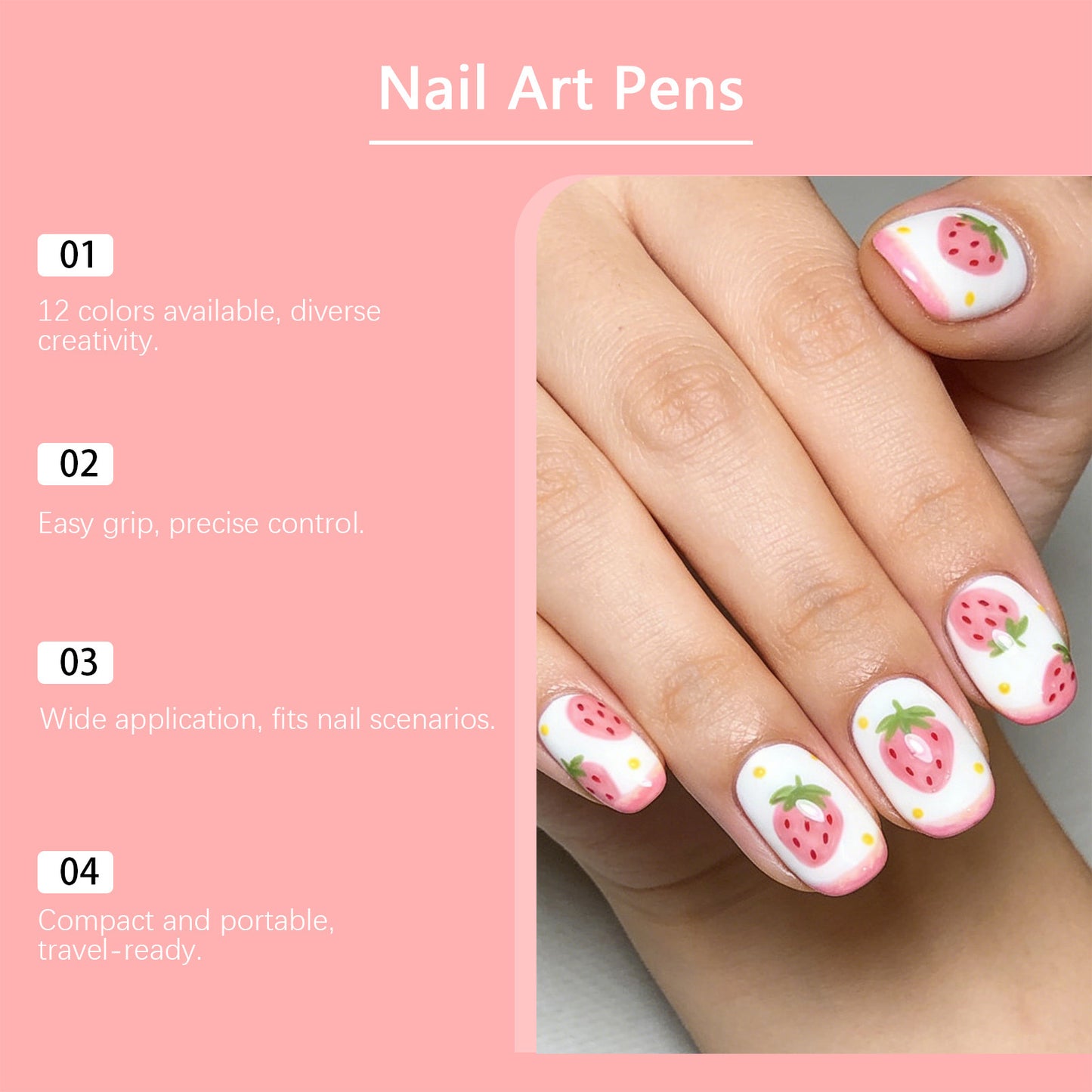 Nymixa Nail Art Pens – 12-Color Quick-Dry DIY Nail Drawing Set