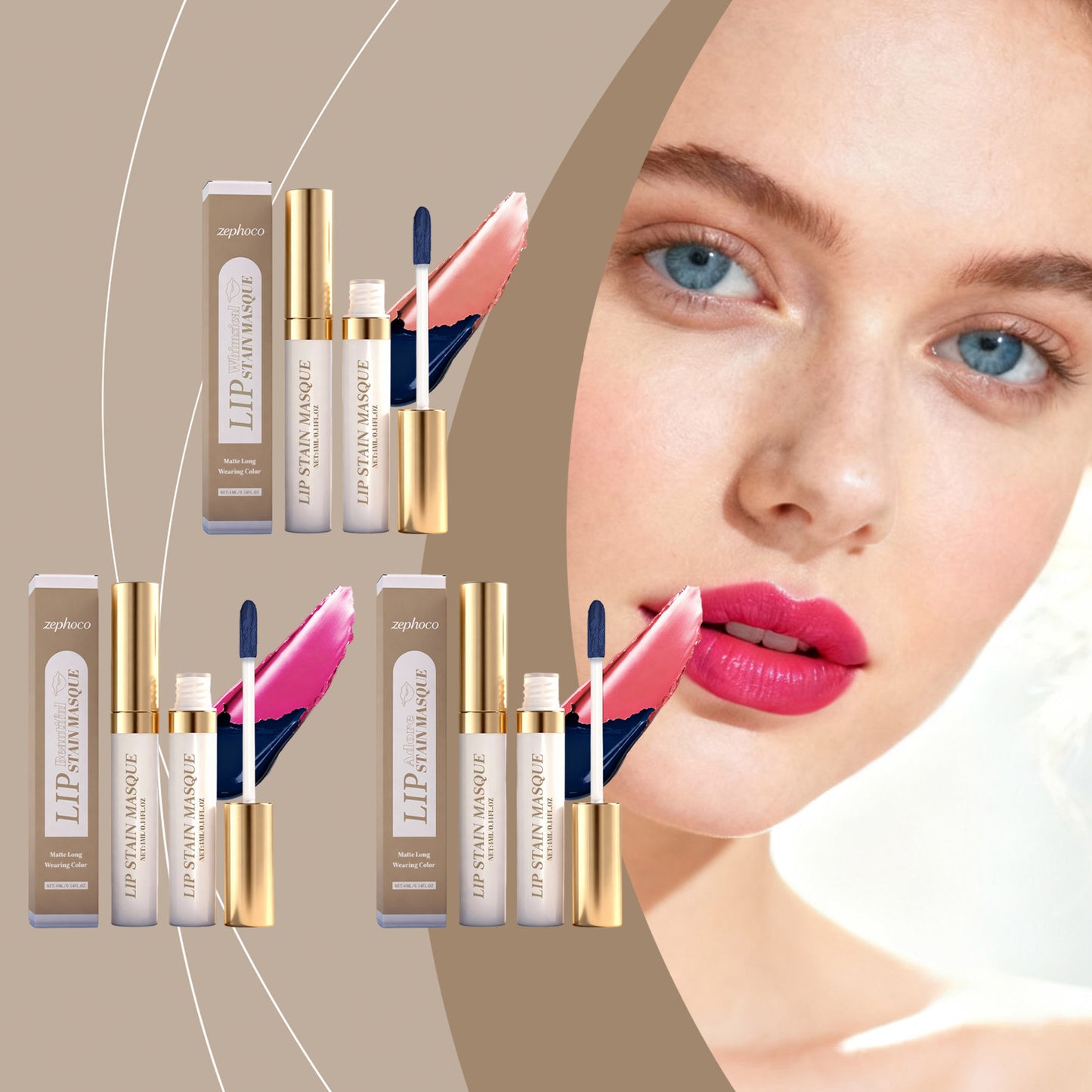 Zephoco Lip Stain Masque – Matte Long-Wearing Lip Color with Precision Applicator