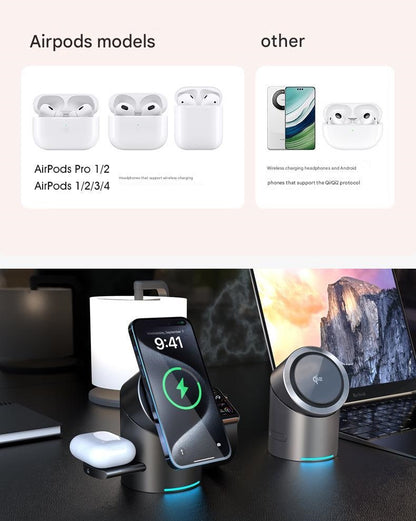 3-in-1 Magnetic Wireless Charger with Electric Pop-Up | Qi2 Compatible