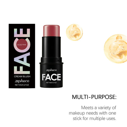 Blush crème visage Zephoco en stick – Blush soyeux rose pour un éclat naturel