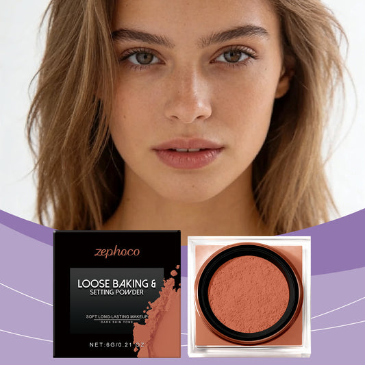 Zephoco Loose Baking & Setting Powder – Soft Focus Makeup Finish for Natural Coverage