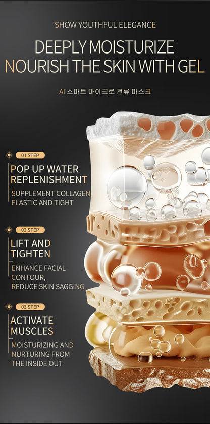 Mascarilla facial inteligente de colágeno con microcorriente: dispositivo hidratante y reafirmante para el cuidado de la piel. 