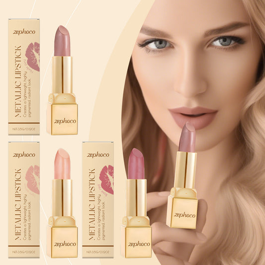 Zephoco Metallic Lipstick – Smooth Color & Radiant Finish (Multiple Shades)
