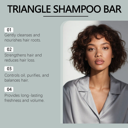 Champú en barra triangular nutritivo Hoegoa: fortalece el cabello y realza el brillo (120 g)