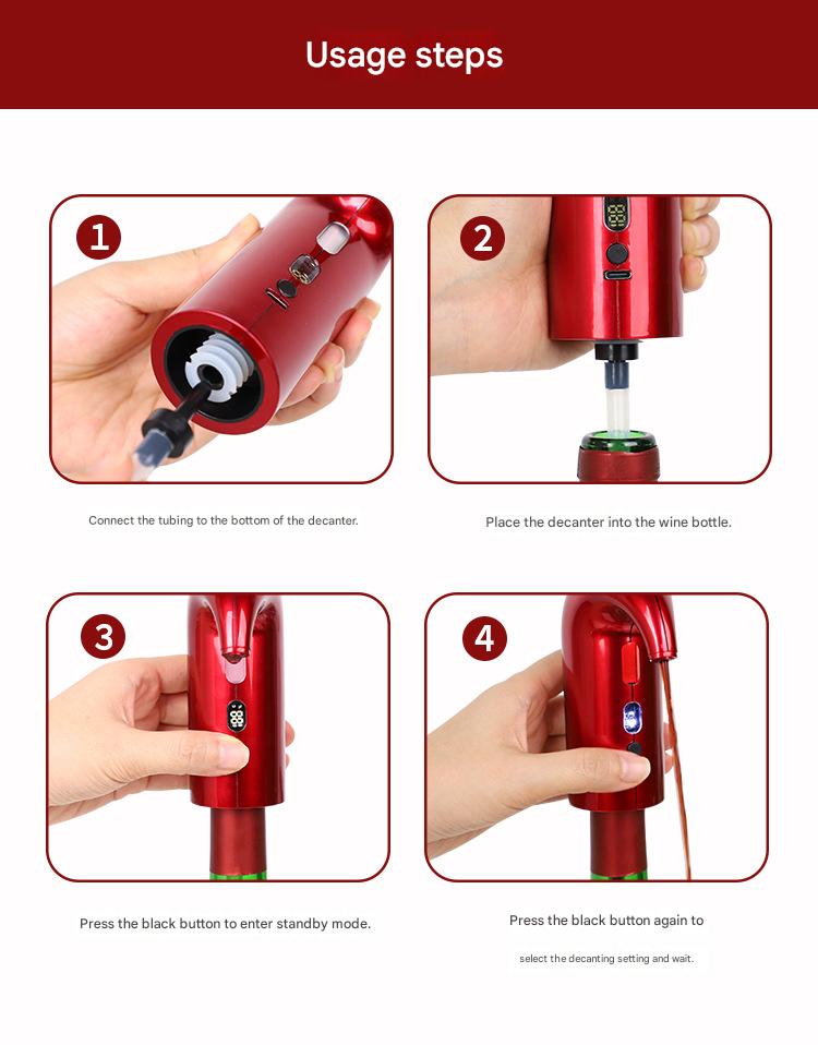Electric Wine Aerator & Pourer – USB Rechargeable Automatic Wine Decanter