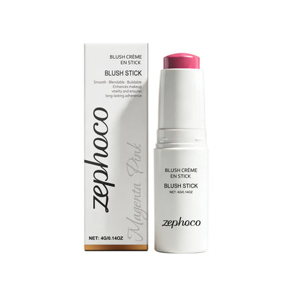 Zephoco Cream Blush Stick: Maquillaje suave y difuminable con brillo natural para mejillas y labios