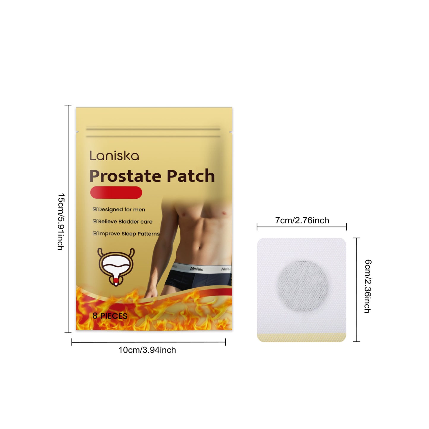 Patchs Laniska pour le soin de la prostate – Patchs chauffants doux pour le bien-être corporel et le confort quotidien (8 pièces)