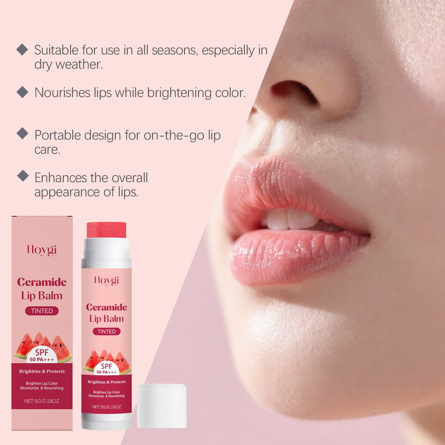 Hoygi Ceramide Tinted Lip Balm – Moisturizing, Lightweight & Daily Lip Care (SPF 50 PA++)