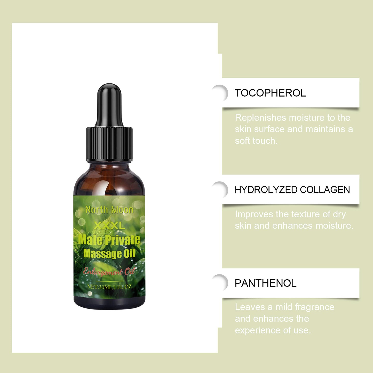 North Moon Men’s Massage Oil – Lightweight Hydrating Body Care Oil for Daily Use (30ml)