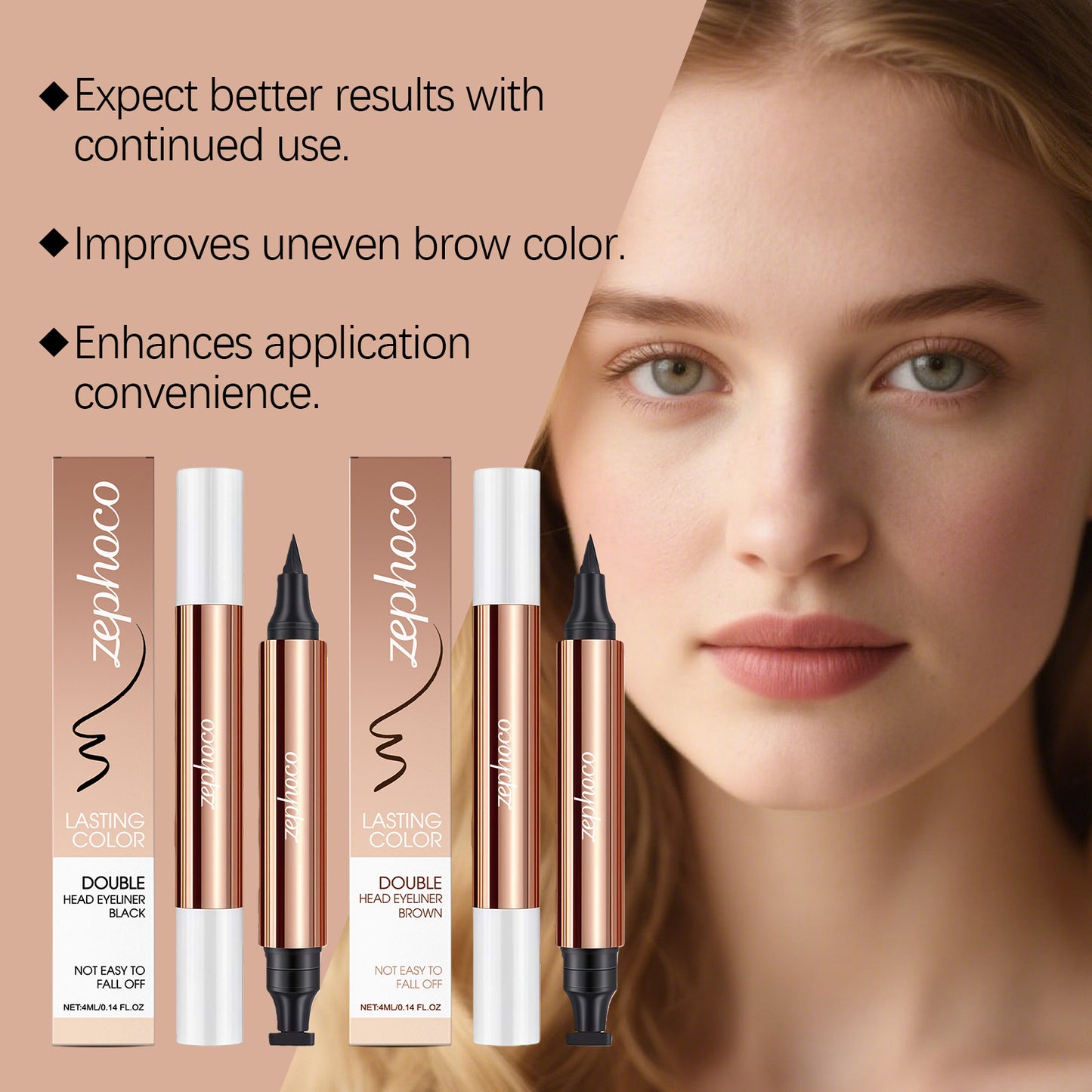 Delineador de ojos de doble punta Zephoco: delineador de precisión de doble punta