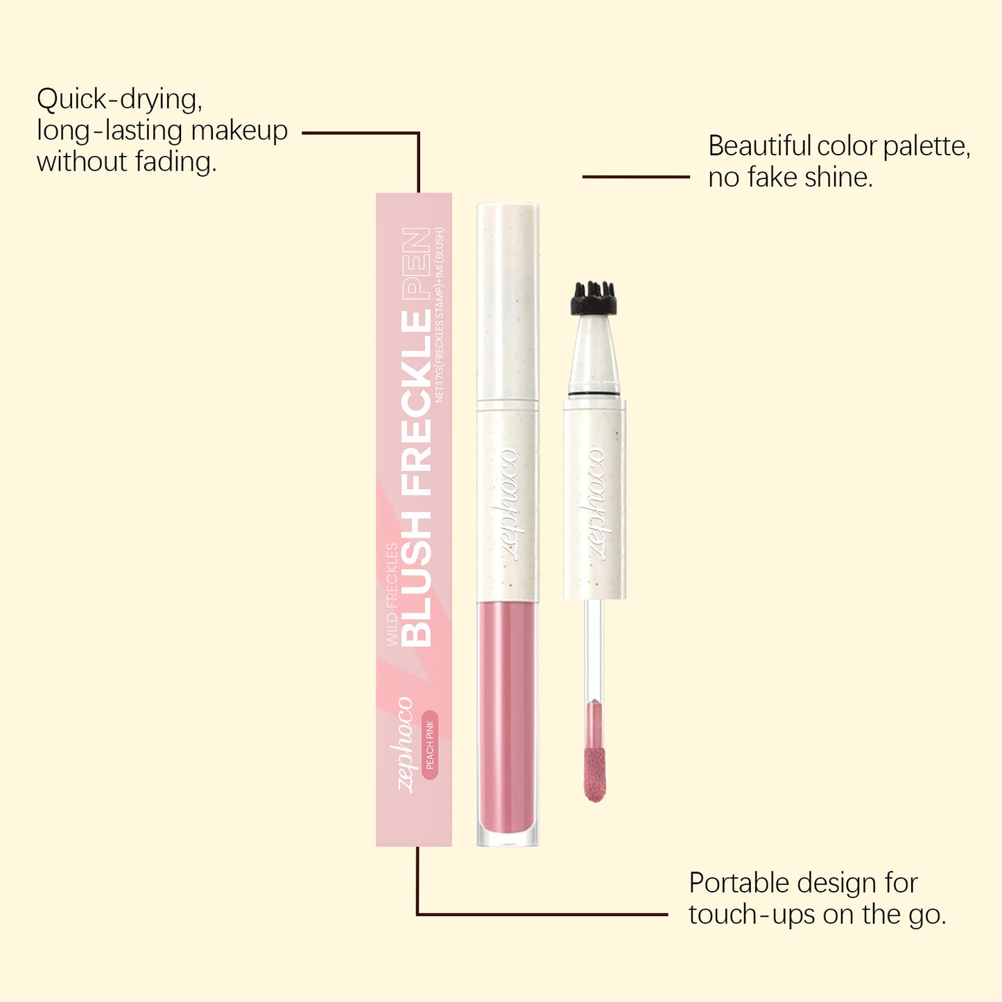 Zephoco Blush Freckle Pen – Quick-Dry, Natural Finish & Portable Double-End Design