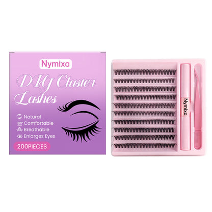 Kit de faux cils Nymixa à faire soi-même – 200 extensions de cils réutilisables avec outil applicateur