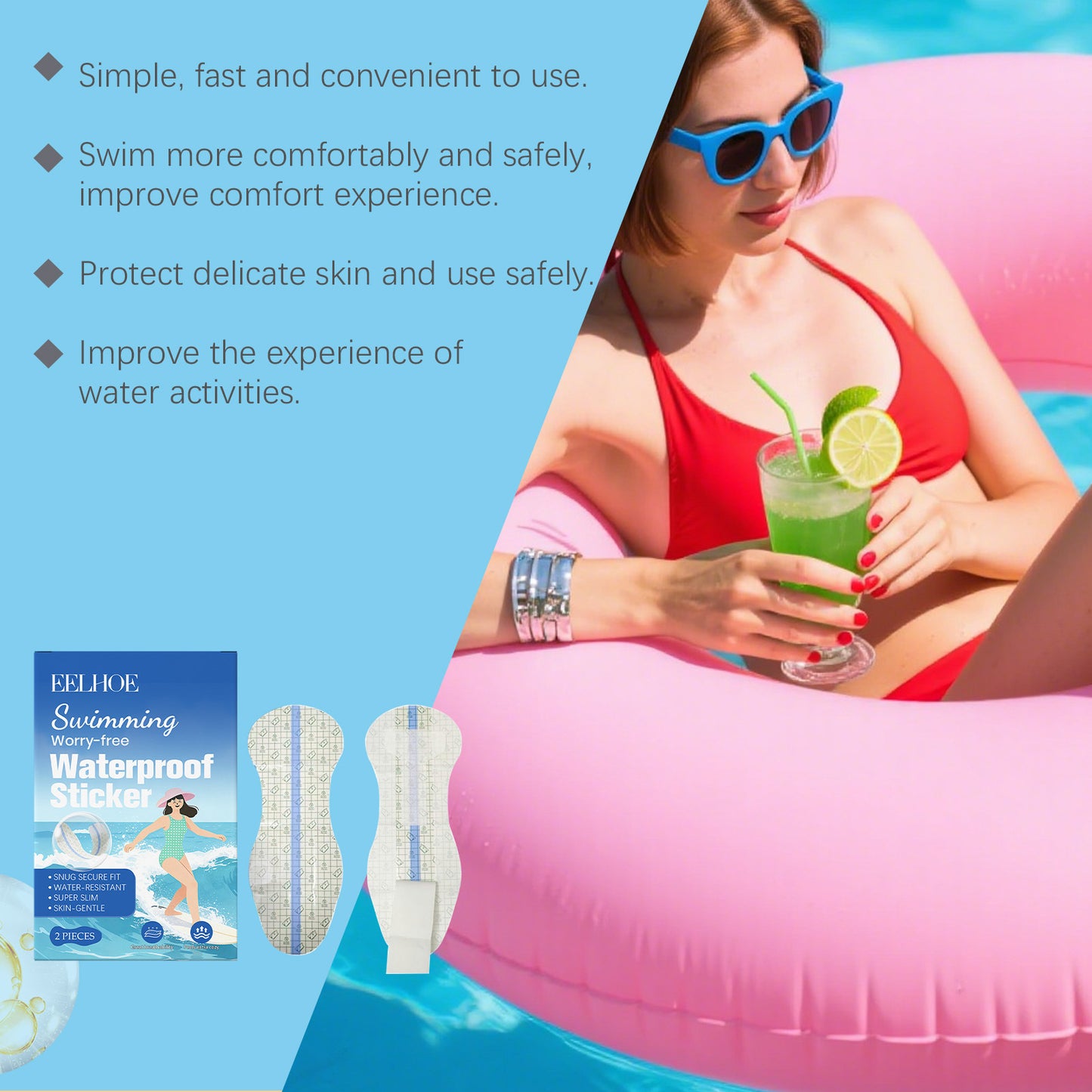 EELHOE Swimming Waterproof Body Protection Sticker – Moisture Shield & Skin Comfort Care • Daily Outdoor Use (2pcs)