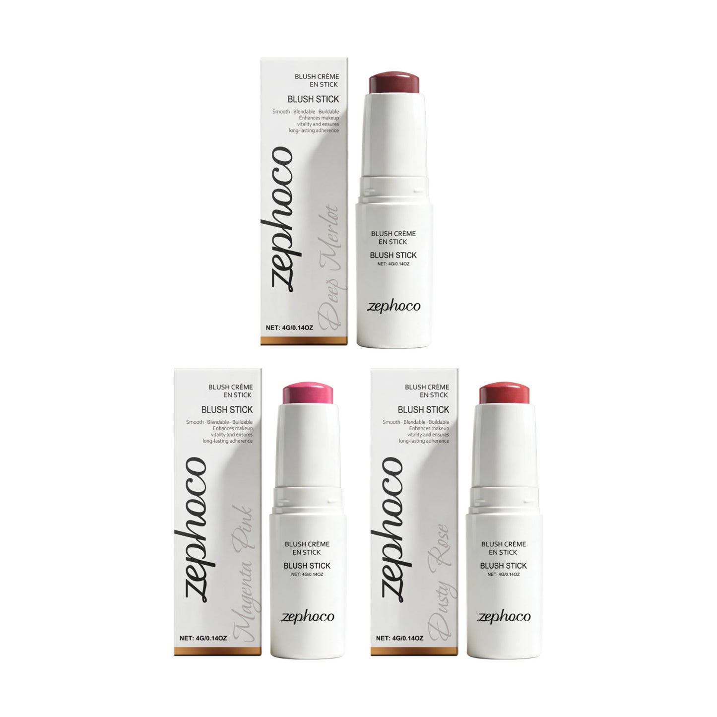 Zephoco Cream Blush Stick: Maquillaje suave y difuminable con brillo natural para mejillas y labios