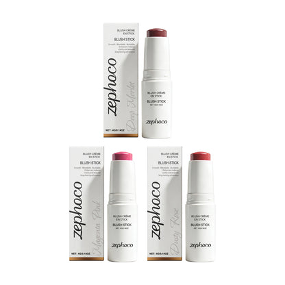 Zephoco Cream Blush Stick: Maquillaje suave y difuminable con brillo natural para mejillas y labios