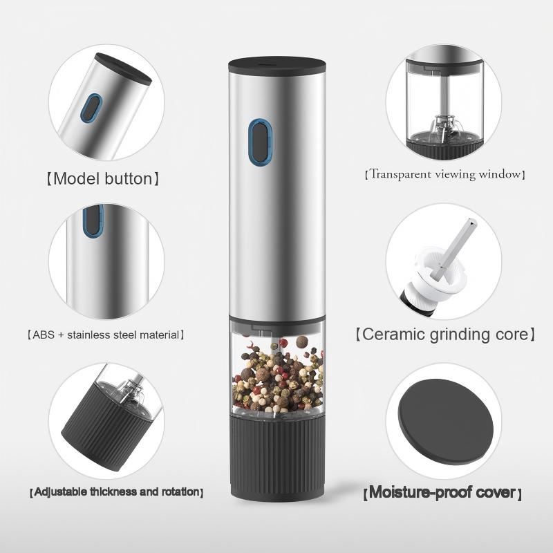 Electric Pepper Grinder – Rechargeable Stainless Steel Salt & Spice Mill with Adjustable Coarseness