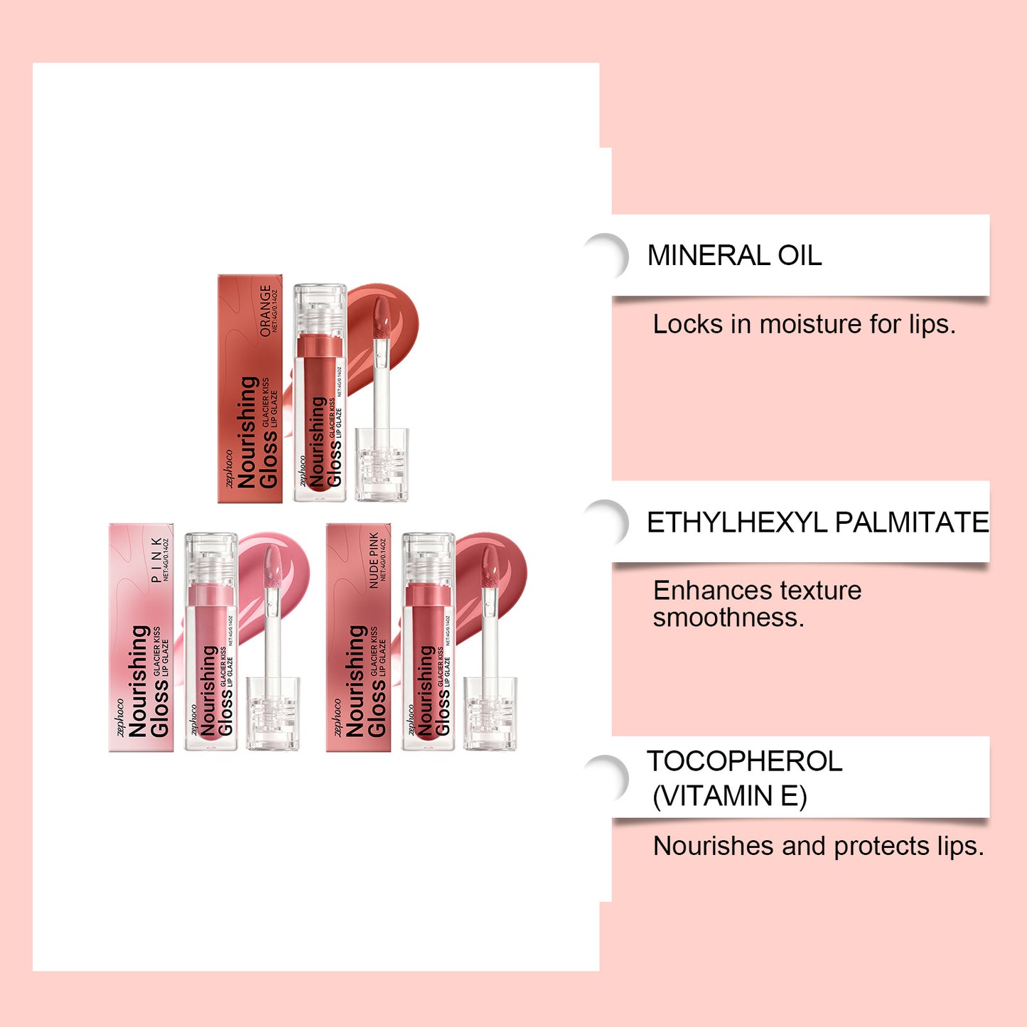 Zephoco Nourishing Lip Gloss – Glazed Shine for Smooth, Defined Lips