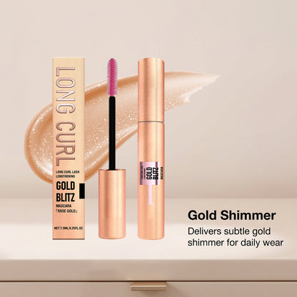 Zephoco Gold Blitz Lightweight Mascara – Buildable Lash Definition & Shimmer Finish