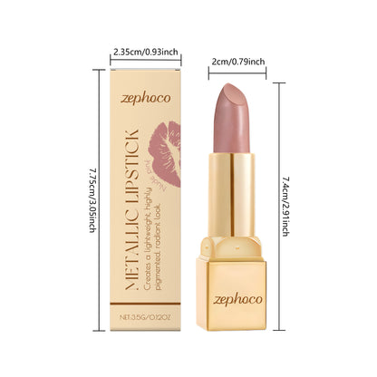 Zephoco Metallic Lipstick – Smooth Color & Radiant Finish (Multiple Shades)