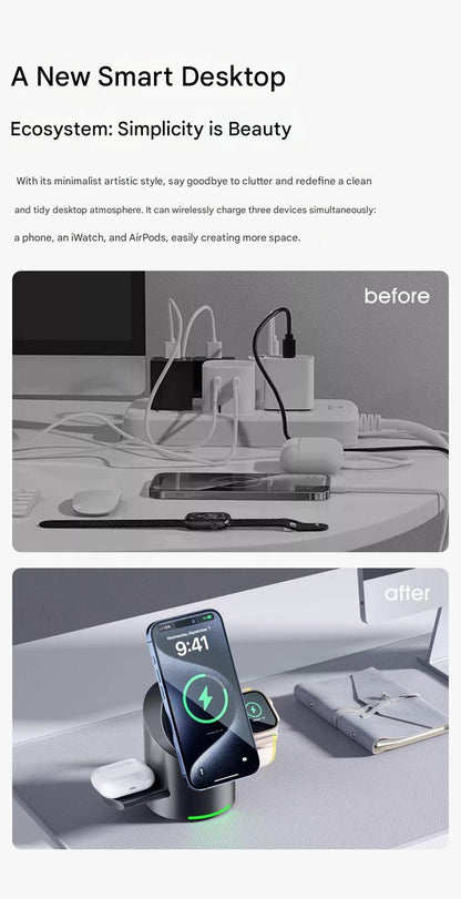 3-in-1 Magnetic Wireless Charger with Electric Pop-Up | Qi2 Compatible