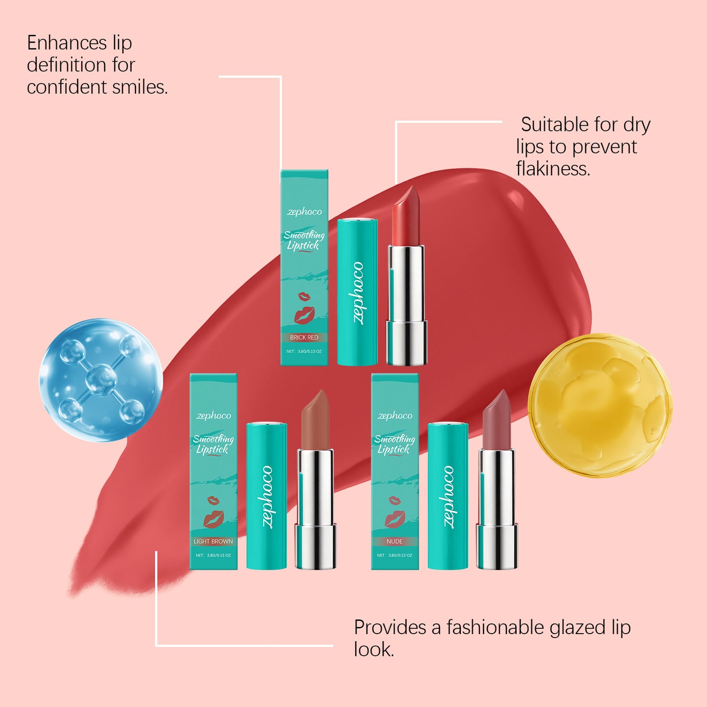 Zephoco Smoothing Lipstick – Glossy Finish & Comfortable Wear