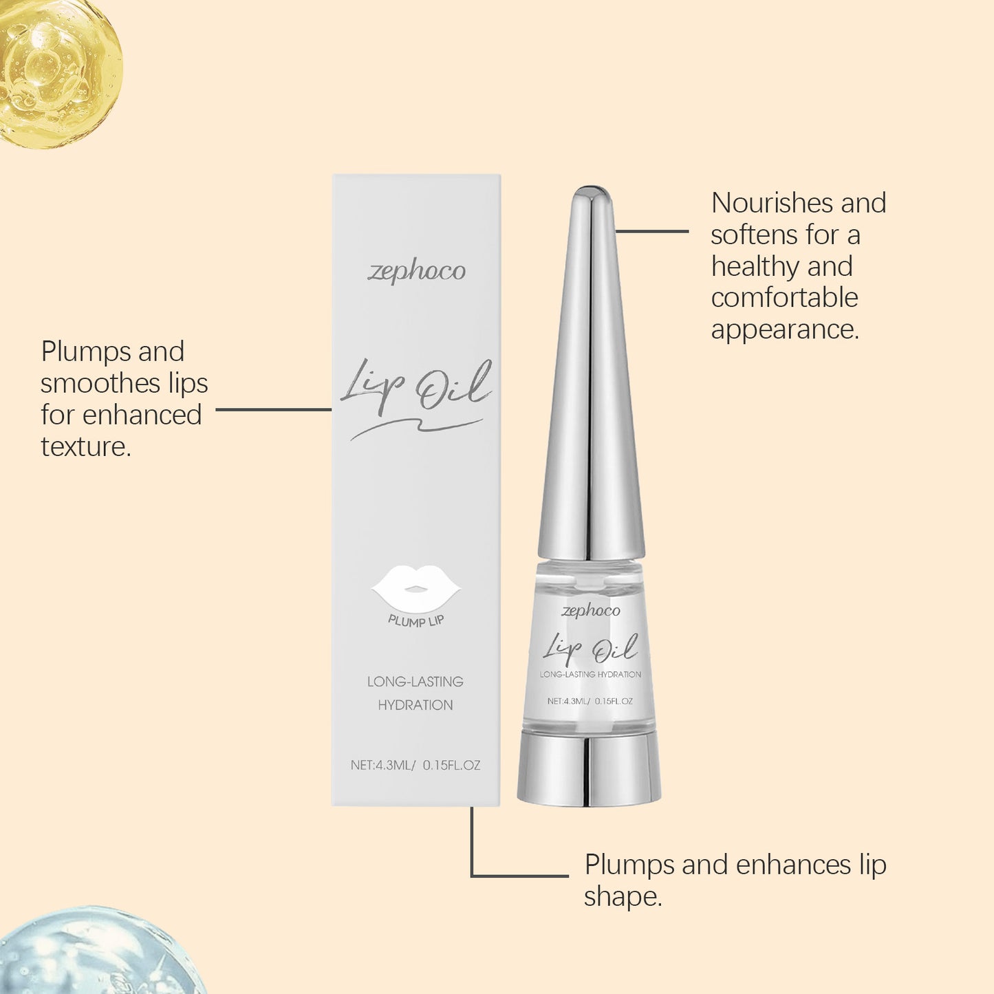 Zephoco Long-Lasting Hydrating Lip Oil – Nourishing & Soft Finish