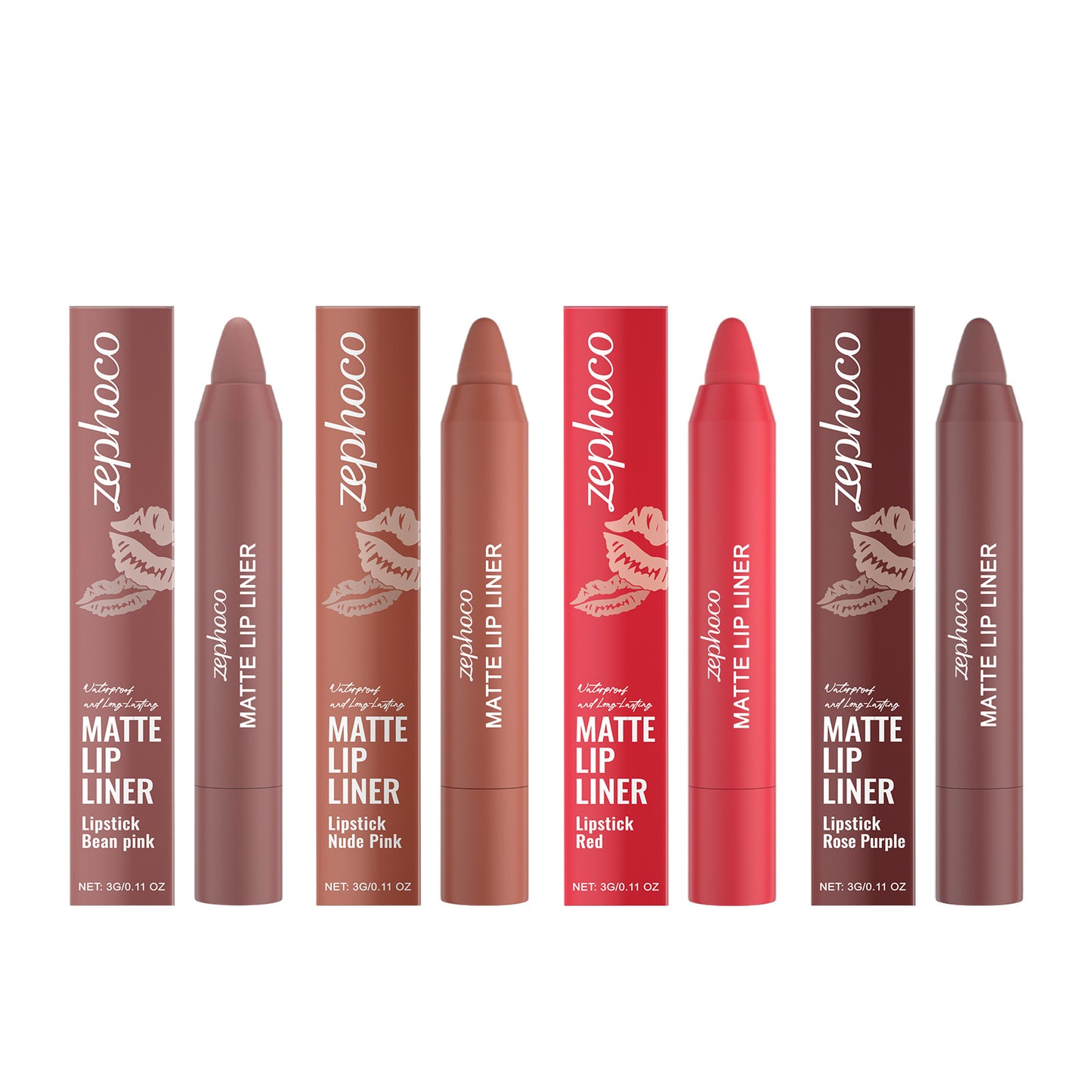 Zephoco Matte Lip Liner – Long-Wear Lipstick Pencil for Defined Lips