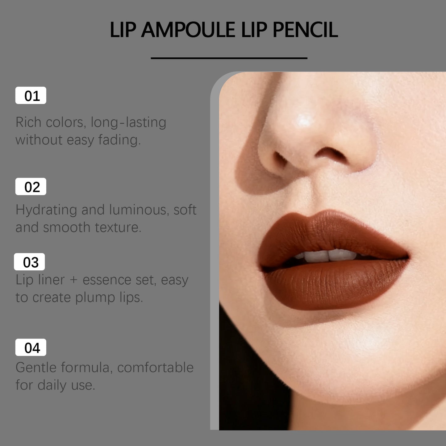 Duo Ampoule à Lèvres et Crayon à Lèvres – Définition Lisse Longue Tenue