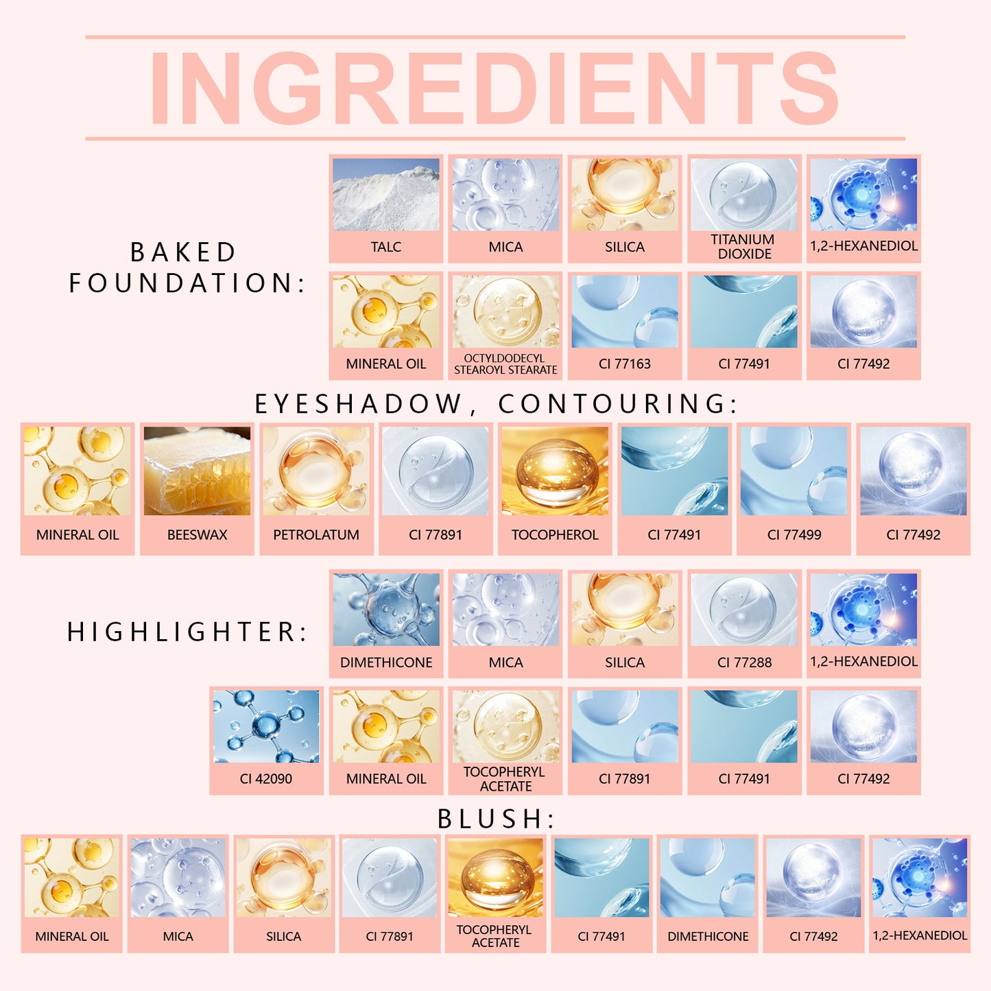 Palette de maquillage tout-en-un Zephoco – Fard à paupières, blush et highlighter avec pinceau pour une utilisation quotidienne et pour offrir