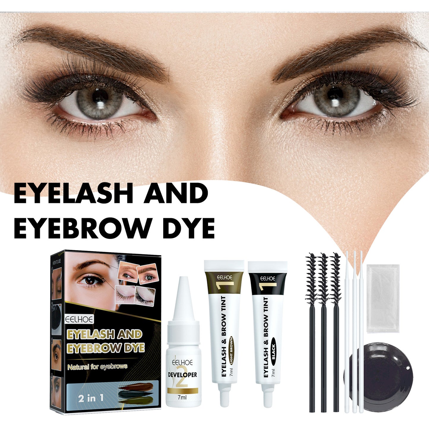 EELHOE 2-in-1 Eyelash & Eyebrow Tint Kit – Long-Lasting Color & Easy Application