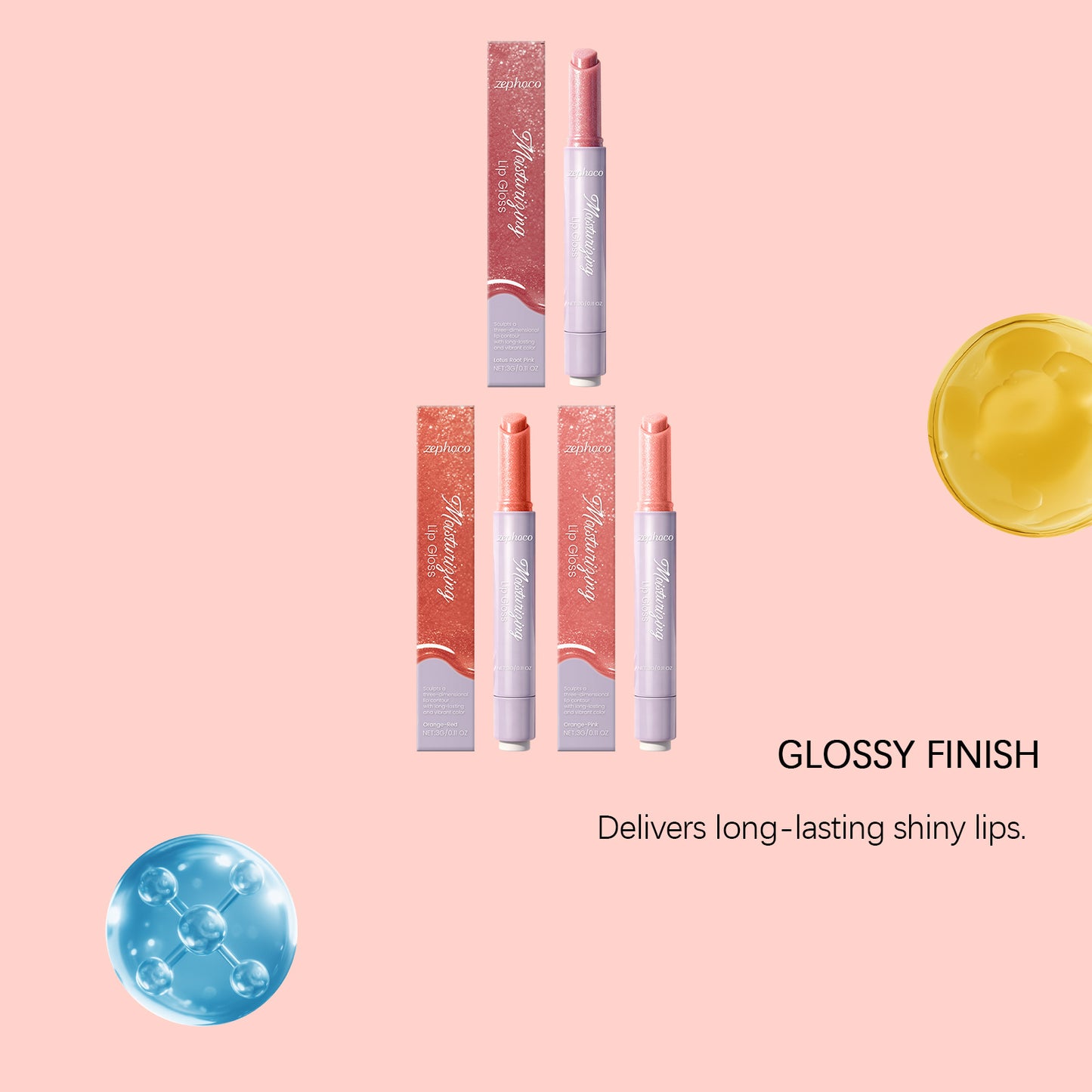 Zephoco Glazed Lip Gloss Stick – Moisturizing Shine for Defined, Smooth Lips