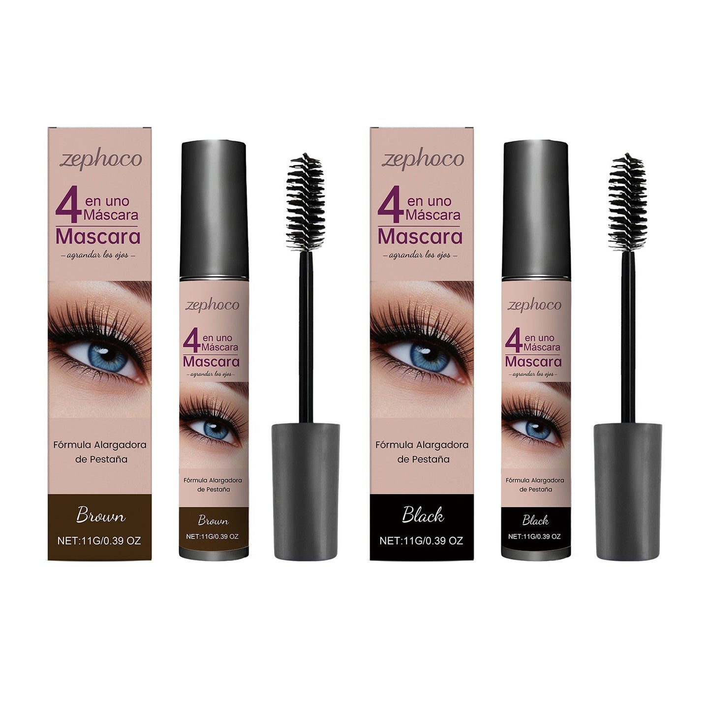Zephoco 4-in-1 Lengthening & Volumizing Mascara (Black / Brown)