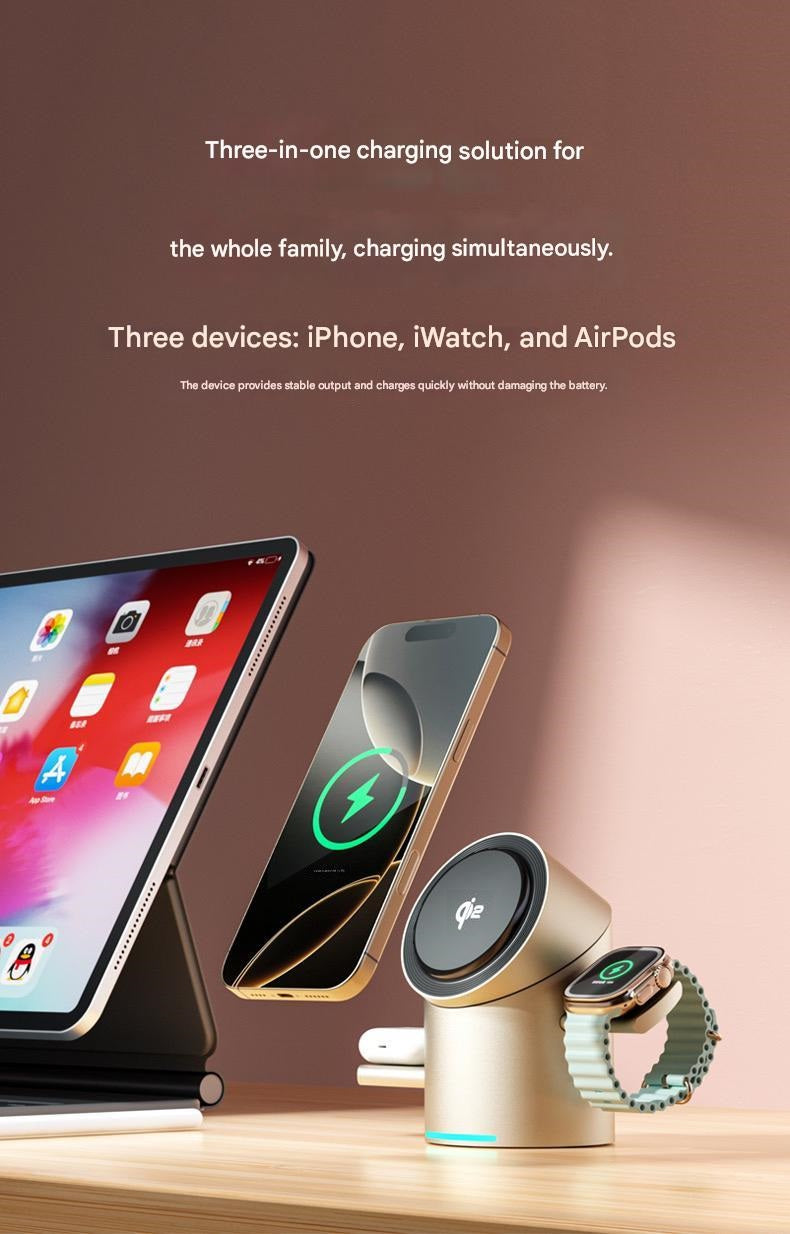 3-in-1 Magnetic Wireless Charger with Electric Pop-Up | Qi2 Compatible