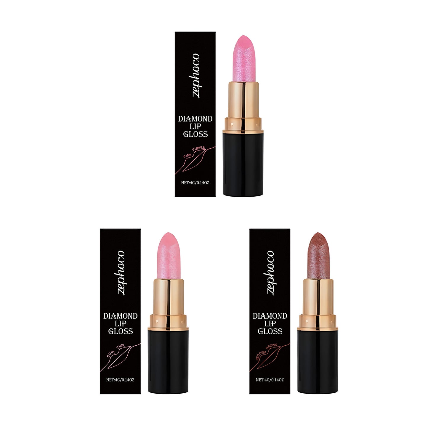 Zephoco Diamond Lip Gloss – Shimmer Finish Moisturizing Lipstick