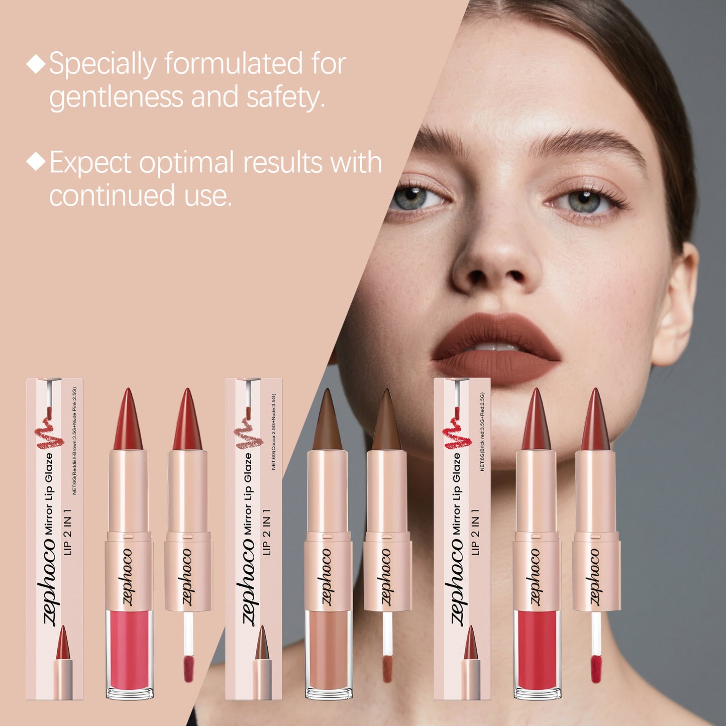 Zephoco Nourishing Dual-Ended Lipstick & Lip Gloss