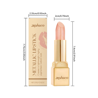Zephoco Metallic Lipstick – Smooth Color & Radiant Finish (Multiple Shades)