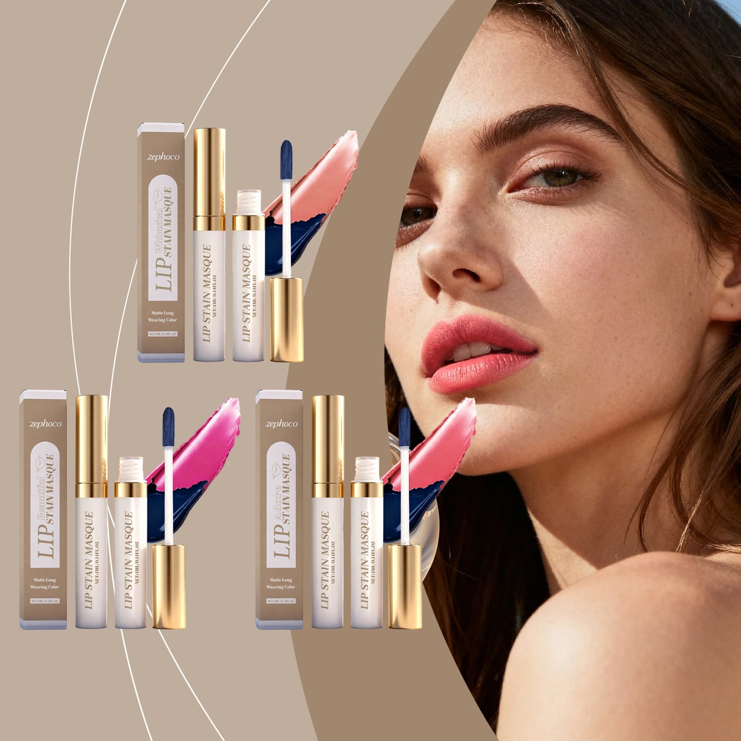 Zephoco Lip Stain Masque – Matte Long-Wearing Lip Color with Precision Applicator