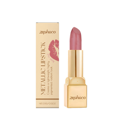 Zephoco Metallic Lipstick – Smooth Color & Radiant Finish (Multiple Shades)
